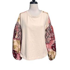 Habit Oversize Puff Sleeve Sweatshirt Top Size Medium